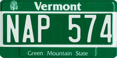 VT license plate NAP574