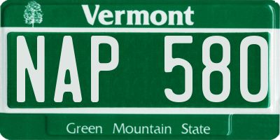 VT license plate NAP580