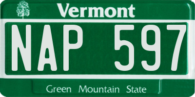 VT license plate NAP597