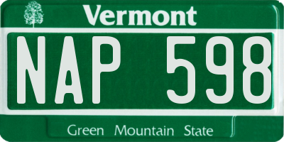 VT license plate NAP598