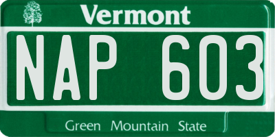 VT license plate NAP603