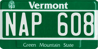VT license plate NAP608