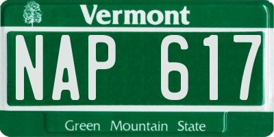 VT license plate NAP617