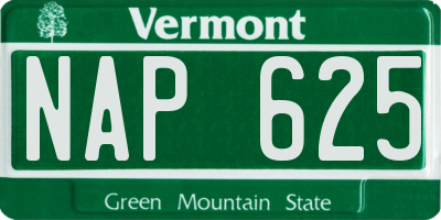 VT license plate NAP625