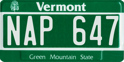 VT license plate NAP647