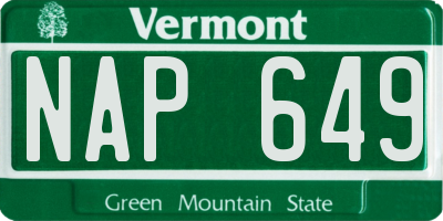 VT license plate NAP649