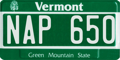 VT license plate NAP650