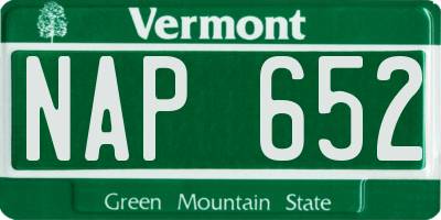 VT license plate NAP652