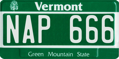 VT license plate NAP666