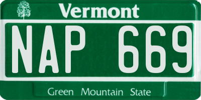 VT license plate NAP669
