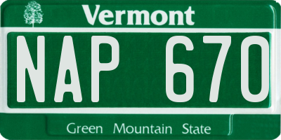 VT license plate NAP670