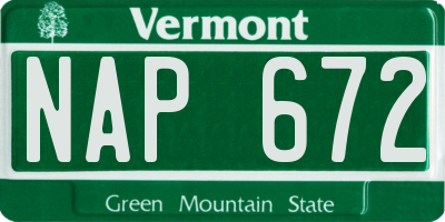 VT license plate NAP672