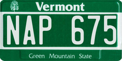 VT license plate NAP675