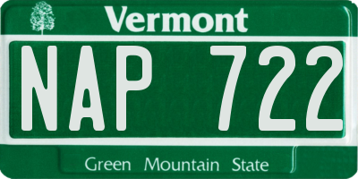 VT license plate NAP722
