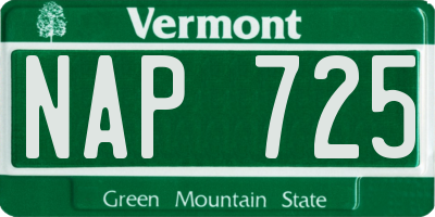 VT license plate NAP725