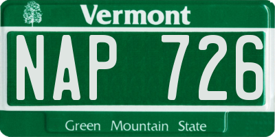 VT license plate NAP726