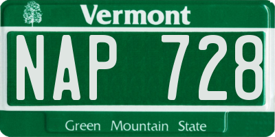 VT license plate NAP728