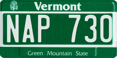 VT license plate NAP730