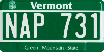 VT license plate NAP731