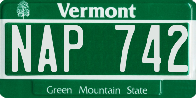 VT license plate NAP742