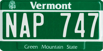 VT license plate NAP747