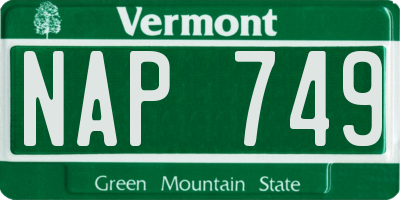 VT license plate NAP749