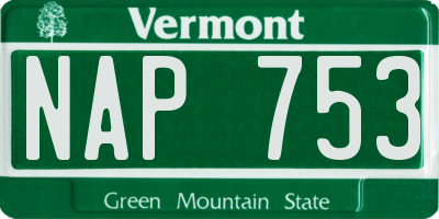VT license plate NAP753