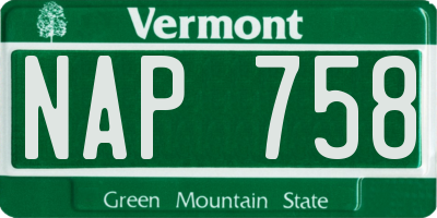 VT license plate NAP758
