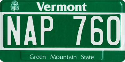 VT license plate NAP760