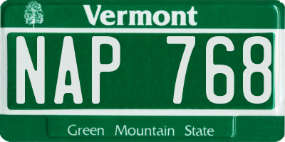 VT license plate NAP768