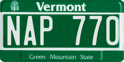 VT license plate NAP770