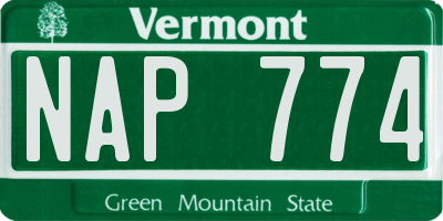 VT license plate NAP774