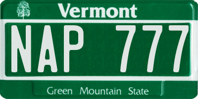 VT license plate NAP777