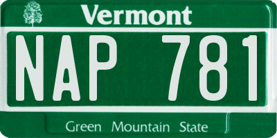 VT license plate NAP781