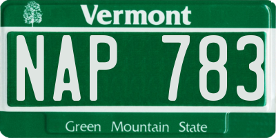 VT license plate NAP783