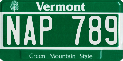 VT license plate NAP789