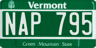VT license plate NAP795