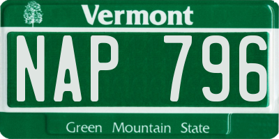 VT license plate NAP796