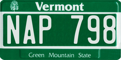 VT license plate NAP798