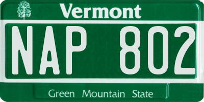 VT license plate NAP802