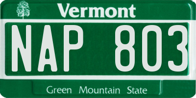 VT license plate NAP803