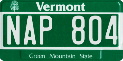 VT license plate NAP804