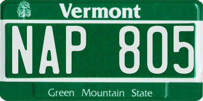 VT license plate NAP805