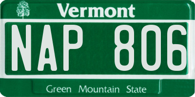 VT license plate NAP806