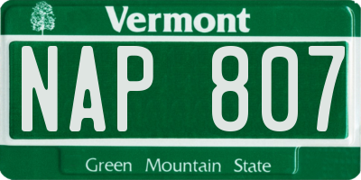 VT license plate NAP807