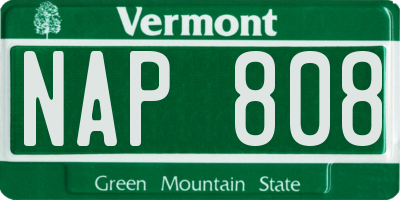 VT license plate NAP808