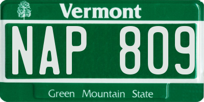 VT license plate NAP809