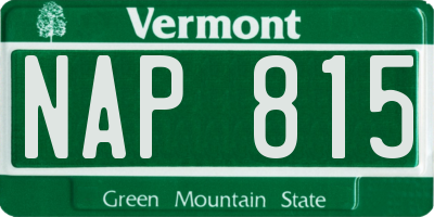 VT license plate NAP815