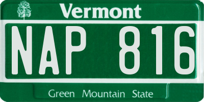 VT license plate NAP816