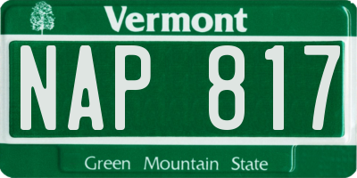 VT license plate NAP817